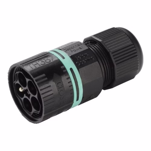 IP68 Mini Plug Connector, Screw Coupling, 5-Pole, 0.25-1.5 sq mm, 17.5 A - Techno TH387 (THB.387.A5A)