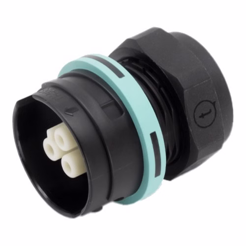 IP68 M28 Panel Socket for TH405 Plugs, 3-Pole, 0.5-2.5 sq mm, 25 A - Techno TH406 (THB.406.C1B)