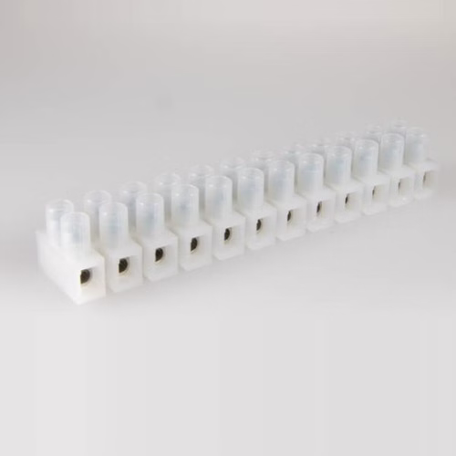 12-Pole Screw Terminal Strip with Wire Protector, 2.5 sq mm, 24 A - Adels-Contact 230/12 DS (121312)