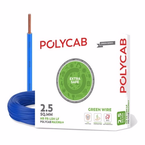 Polycab Green Wire+ 4 sq mm HR FR-LSH LF House Wire – 90 m Coil, 85 °C