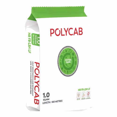 Polycab Green Wire 1 sq mm HR FR-LSH LF House Wire – 180 m Pouch, 85 °C