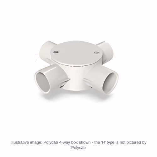 Polycab PVC Circular Box 'H' Type (4 Way) – Junction Box for 20 and 25 mm Conduit, IS 3419