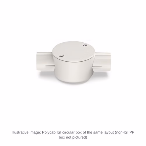 Polycab Non-ISI PP Circular Box Through (2 Way) – Polypropylene Junction Box for 20 and 25 mm Conduit