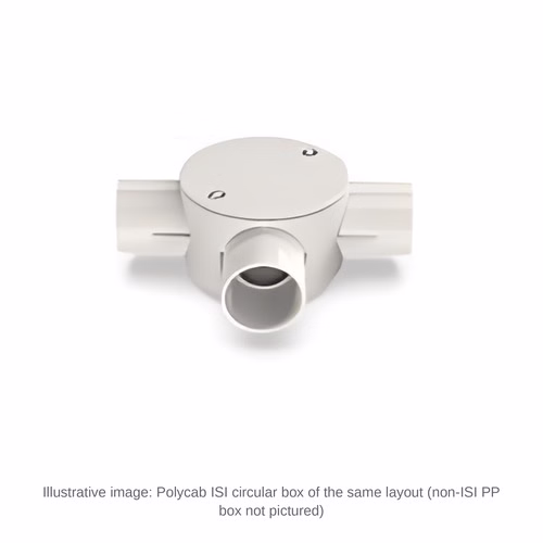 Polycab Non-ISI PP Circular Box Tee (3 Way) – Polypropylene Junction Box for 20 and 25 mm Conduit