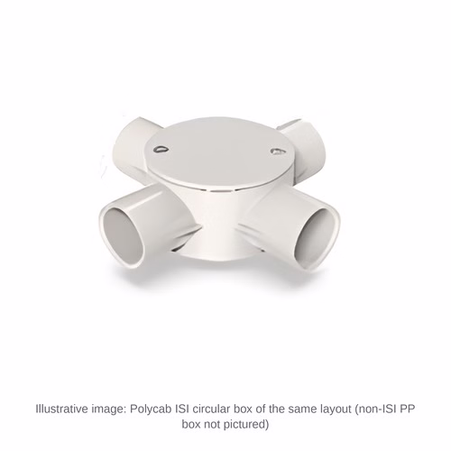 Polycab Non-ISI PP Circular Box Intersection (4 Way) – Polypropylene Junction Box for 20 and 25 mm Conduit