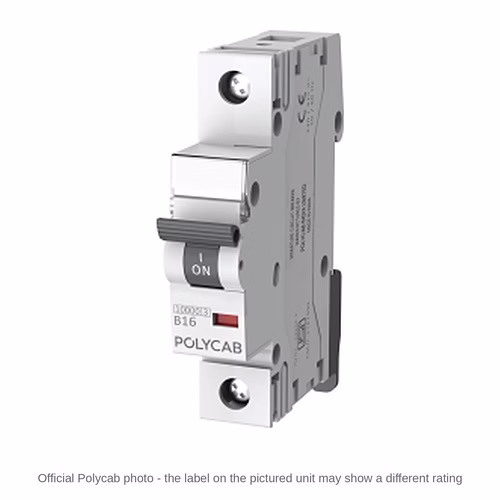 Polycab 10kA B-Curve SP MCB – Single Pole Miniature Circuit Breaker, 6 A to 40 A, IS/IEC 60898-1