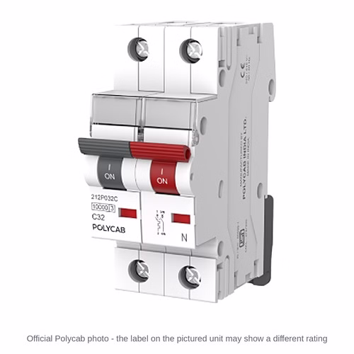 Polycab 10kA C-Curve SPN MCB – Single Pole and Neutral Miniature Circuit Breaker, 6 A to 63 A, IS/IEC 60898-1