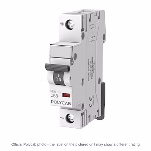 Polycab DC MCB SP (1 pole) – C-Curve 6 kA DC Miniature Circuit Breaker, 0.5 A to 63 A, 250 V DC per Pole