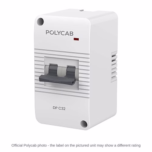 Polycab Mini DP MCB with Enclosure – 3 kA C-Curve Double Pole Mini MCB in a Box, 16 A to 32 A