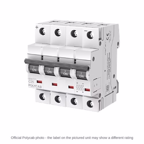 Polycab DC MCB FP (4 pole) – C-Curve 6 kA DC Miniature Circuit Breaker, 0.5 A to 63 A, 250 V DC per Pole