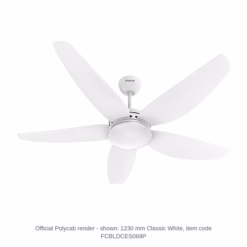 Polycab Divina UL5 BLDC Ceiling Fan – 1230 mm, 42 W, 5 star, 2 colours
