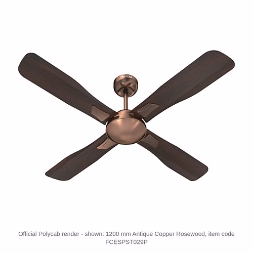 Polycab Superia Quadro Designer Ceiling Fan – 1200 mm, 50 W, 1 star, Antique Copper Rosewood