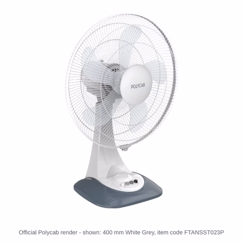 Polycab Elanza Table Fan – 400 mm, 60 W, White Grey