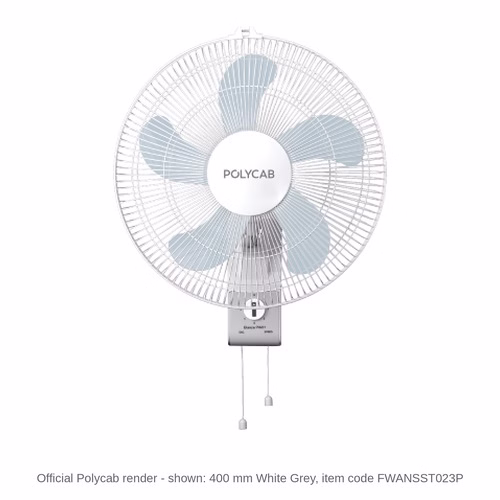 Polycab Elanza Wall Fan – 400 mm, 60 W, White Grey