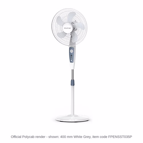 Polycab Elanza Pedestal Fan – 400 mm, 60 W, White Grey