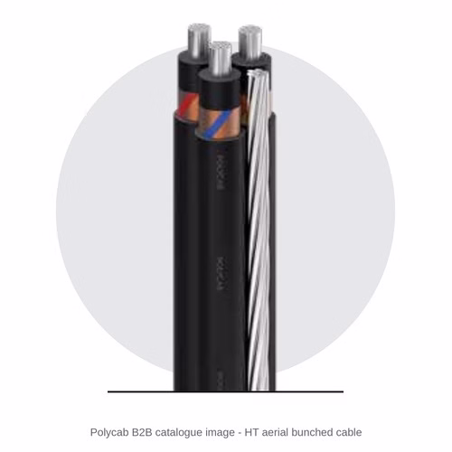 Polycab HT Aerial Bunched Cable (HT ABC) – Compacted Aluminium, XLPE, Screened, with Messenger