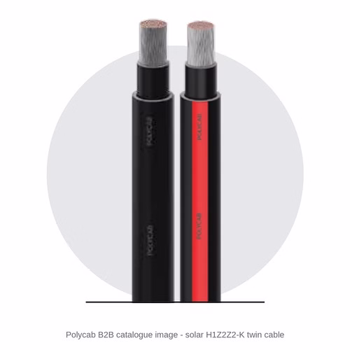 Polycab Solar H1Z2Z2-K Twin Cable – Flat Twin PV DC Cable, E-Beam Cross-Linked, Halogen-Free