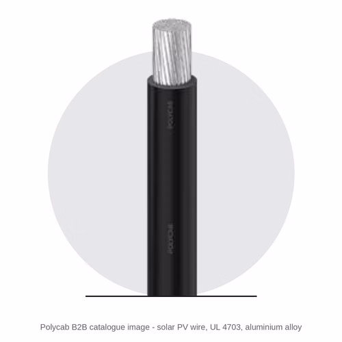 Polycab Solar PV Wire UL 4703 – Aluminium Alloy Conductor, E-Beam XLPO, Halogen-Free, Direct Burial, NEC 690