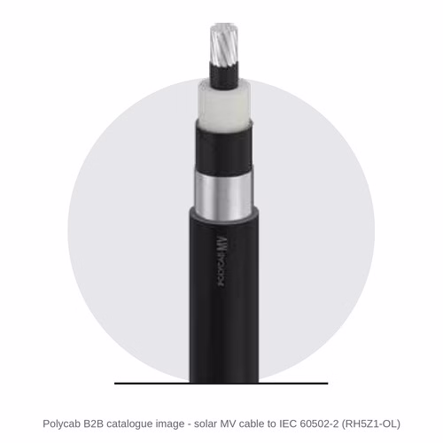 Polycab Solar MV Cables – Single Core, RH5Z1-OL (IEC 60502-2), AS/NZS 1429.1, UL 1072 MV-90 and MV-105 TR-XLPE