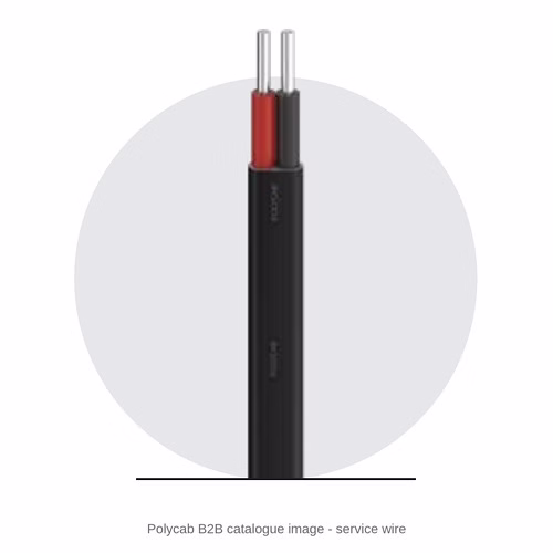 Polycab Service Wire – Solid Aluminium, PVC Insulated and Sheathed Twin Flat Cable, IS 694:2010